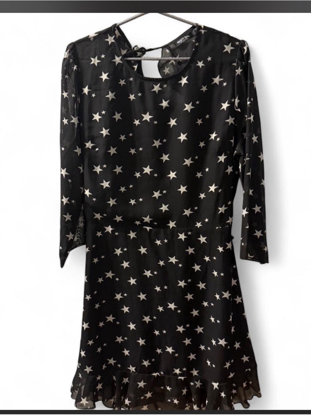 Nasty Gal Black Dress with Cream Star Print